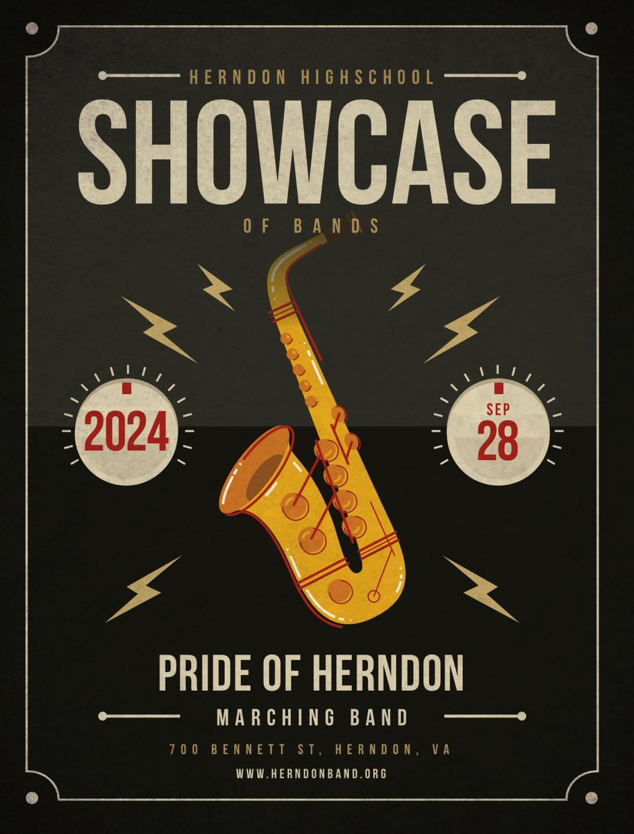 Herndon High School Band (@band_herndon) on Twitter photo Saturday 9 am to 9:30 pm!
35 Bands performing <a href="/HerndonHS/">Herndon High School</a> football field.
Details: herndonband.org
<a href="/ArmstrongFcps/">Armstrong Elementary School FCPS</a> <a href="/AldrinEagles/">Aldrin ES Eagles</a> <a href="/Clearview_ES/">Clearview Elementary School</a> <a href="/DranesvilleD/">DranesvilleDragons</a> <a href="/HerndonMiddle/">Herndon MS</a> <a href="/Herndon_ES/">Herndon Elementary</a> <a href="/HutchisonEagles/">E.B. Hutchison</a> <a href="/FCPSfinearts/">FCPS Fine Arts</a> @Fcps Saturday 9 am to 9:30 pm!
35 Bands performing <a href="/HerndonHS/">Herndon High School</a> football field.
Details: herndonband.org
<a href="/ArmstrongFcps/">Armstrong Elementary School FCPS</a> <a href="/AldrinEagles/">Aldrin ES Eagles</a> <a href="/Clearview_ES/">Clearview Elementary School</a> <a href="/DranesvilleD/">DranesvilleDragons</a> <a href="/HerndonMiddle/">Herndon MS</a> <a href="/Herndon_ES/">Herndon Elementary</a> <a href="/HutchisonEagles/">E.B. Hutchison</a> <a href="/FCPSfinearts/">FCPS Fine Arts</a> @Fcps