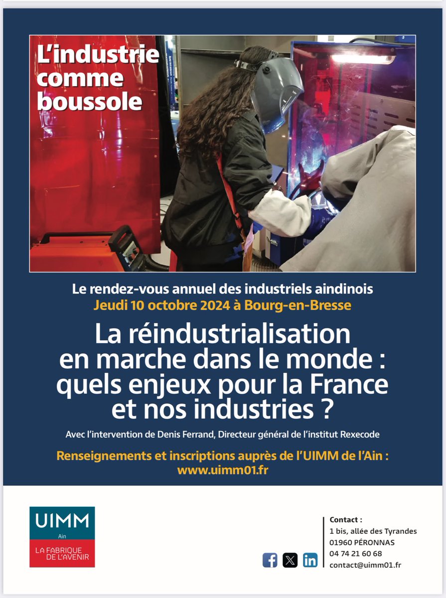 🧭La réindustrialisation en marche dans le monde : quels enjeux pour la France et nos industries ? 
Avec <a href="/Denis_Ferrand/">Denis Ferrand</a> <a href="/Rexecode/">Rexecode</a> Elvire Charre François Perrier <a href="/GerardPerrierIn/">Gérard Perrier Industrie</a> 

#IndustrielsEngagés #FiersDeFaire partie de l’#Industrie #TuAsTaPlace