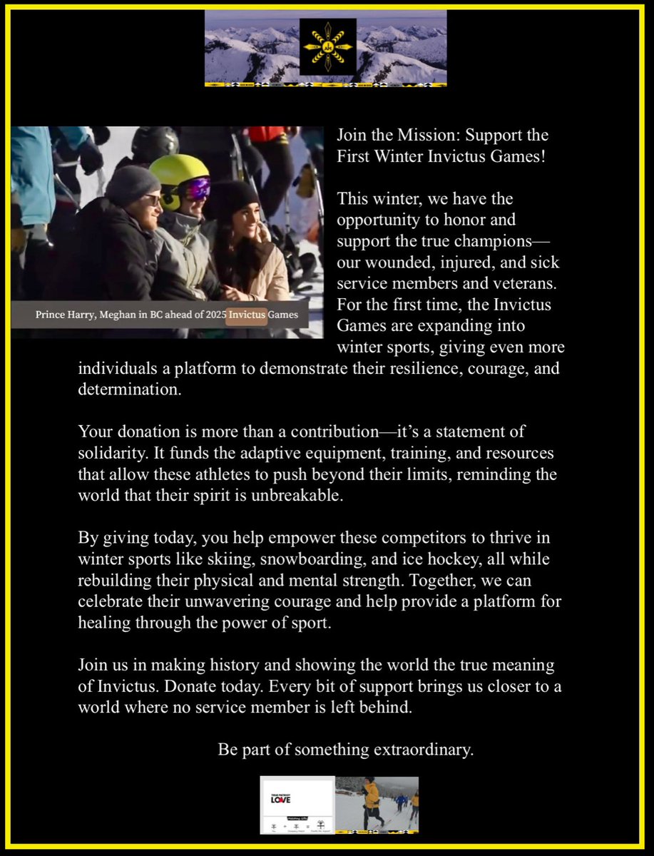SussexEvent's tweet photo. Join us in honoring the global impact of Prince Harry,
The Duke of Sussex, as we celebrate his various causes
of international significance in #NYC #CGI2024.

Let's rally behind his unwavering commitment to the
Invictus Games Community and the brave servicemen
and women worldwide who have made immense sacrifices for their countries with a donation to Campaign #IG25.
#PrinceHarry #SharedJourney #InvictusGames25
Link: https://t.co/Shxua6EAZS
