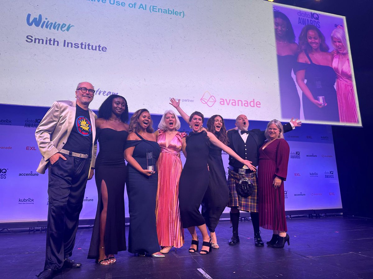 DataIQ (@thedataiq) on Twitter photo Congratulations to <a href="/smithinst/">Smith Institute</a> for being presented the Most Innovative Use of AI (Enabler)β at the 2024 #DataIQAwards!
Learn more: dataiq.global/award-winner/2β¦ Congratulations to <a href="/smithinst/">Smith Institute</a> for being presented the Most Innovative Use of AI (Enabler)β at the 2024 #DataIQAwards!
Learn more: dataiq.global/award-winner/2β¦
