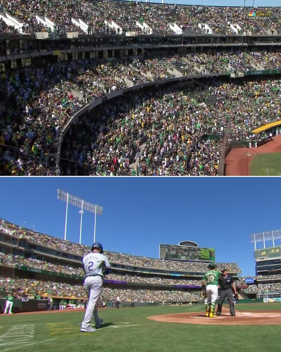 SportsCenter's tweet image. The scene at the Coliseum for the A's final game in Oakland.