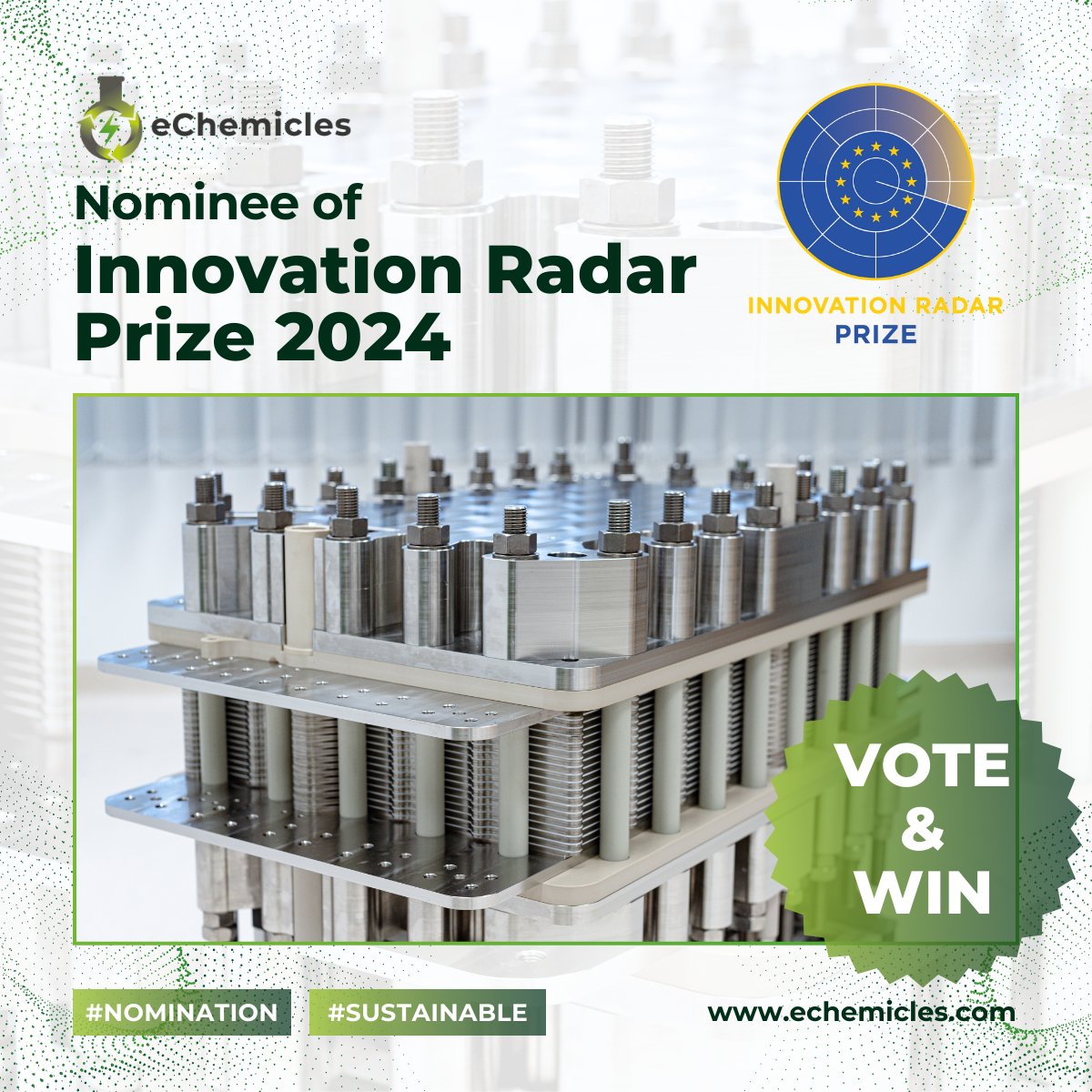 eChemicles (@echemicles) on Twitter photo Show your support and cast your vote for our green technology! You can vote here 👉 share.hsforms.com/1hy_OU5yKRWaXd…
<a href="/eChemicles/">eChemicles</a>'s sustainable electrolyser technology has been nominated for the Innovation Radar Prize 2024. 🏆 The Innovation Radar Prize 2024 is co-organised by the Show your support and cast your vote for our green technology! You can vote here 👉 share.hsforms.com/1hy_OU5yKRWaXd…
<a href="/eChemicles/">eChemicles</a>'s sustainable electrolyser technology has been nominated for the Innovation Radar Prize 2024. 🏆 The Innovation Radar Prize 2024 is co-organised by the