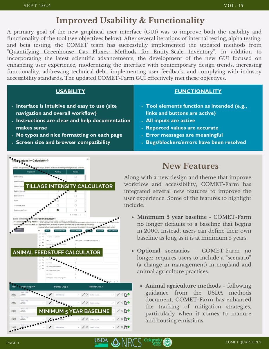 CometFarm's tweet photo. Check out our September 2024 COMET Quarterly Newsletter, featuring a full spread on the new COMET-Farm interface! Learn more here: https://t.co/djeEsdOGUR https://t.co/1a3GrDnaj4