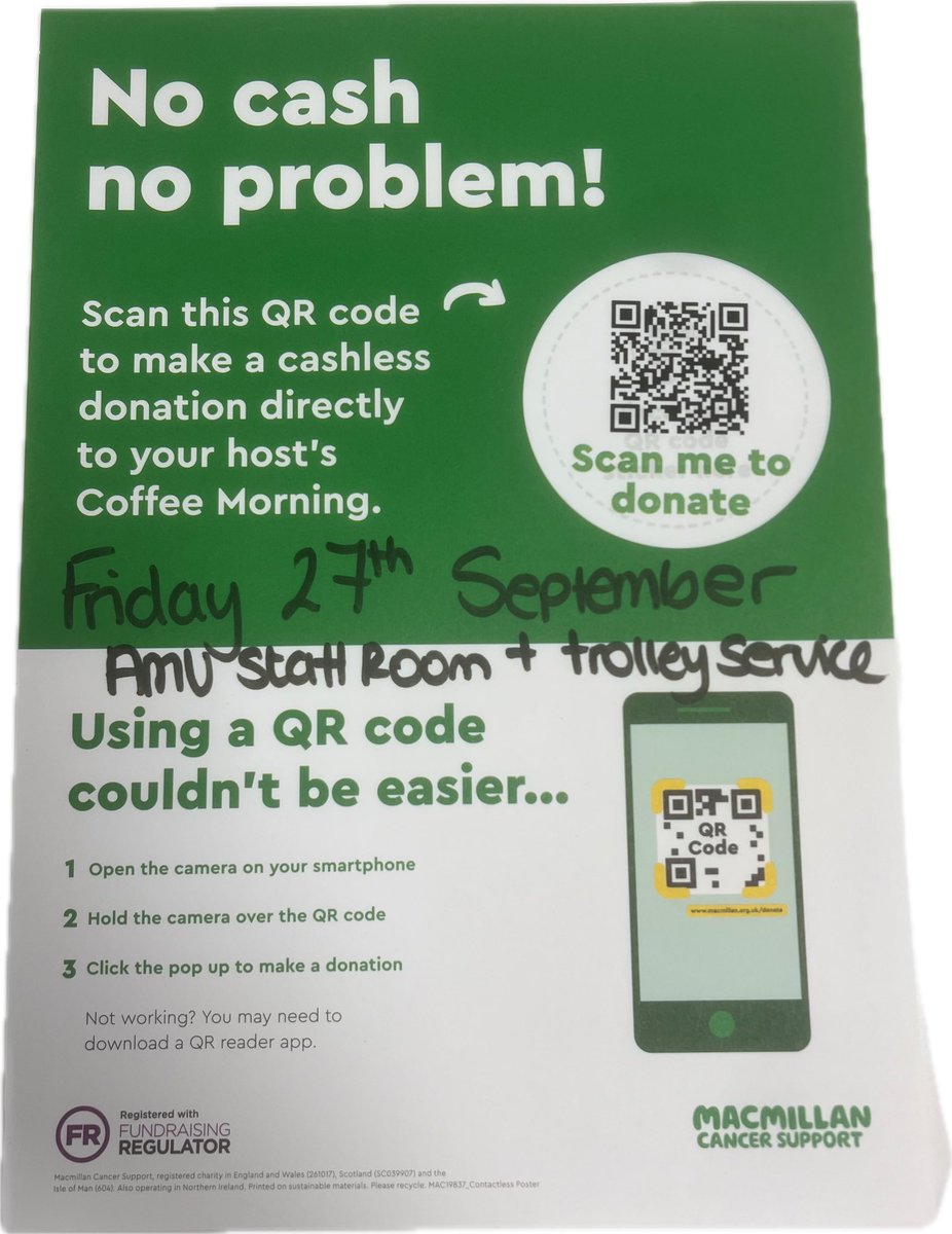 <a href="/AMUFGHNCA/">AMU</a> tomorrow Friday 27th from 11am 

Coffee morning for mcmillan charity on AMU 

Don’t miss out , pop along to support the team .Pennie’s  or phones will get you a sweet treat 🍰 🧁
<a href="/lisamforshaw67/">Lisa Forshaw</a> <a href="/BuryCO_NHS/">Bury Care Organisation</a>