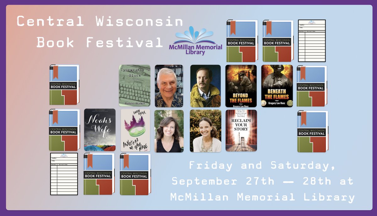 mcmillanlibrary's tweet photo. This Friday and Saturday the McMillan Library is a part of the Central Wisconsin Book Festival. Follow the link to see the schedule! https://t.co/moJ8J1l4JX

Full CWBF schedule can be found here: https://t.co/3Ma5AXCpVz https://t.co/REOoO8ceXy