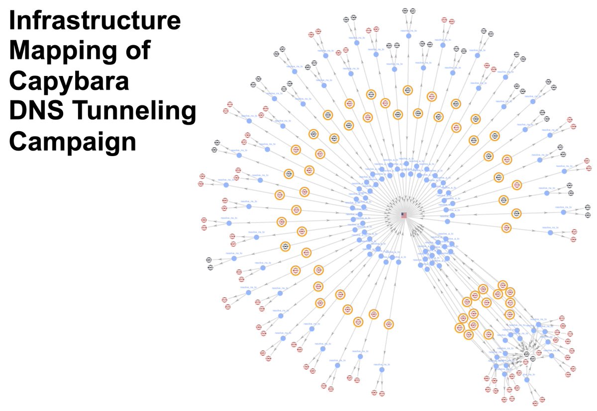 Unit42_Intel's tweet image. As early as June 2024, we discovered domains for a #DNStunneling campaign we call &quot;Capybara&quot; that employs various data encodings like customized Base32. These domains resolve to 104.236.196[.]131 and have a name server at 167.71.250[.]194. More info at bit.ly/4edLaQm