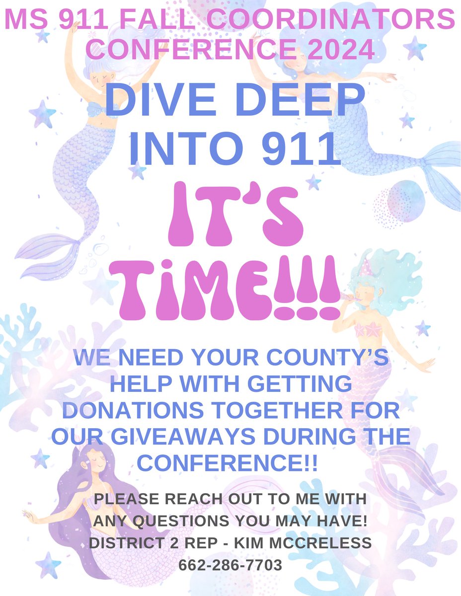 We're looking for donations to enhance our giveaways during the conference. Every little bit helps and your generosity will go a long way in making this gathering special. 

Thank you for your support! 💙 

#MS911Conference #MS911Hero