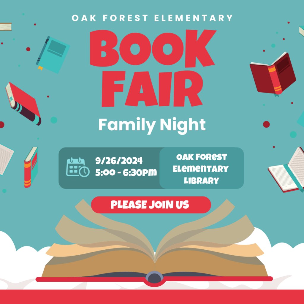 Please join us tonight for our Book Fair Family Night from 5PM to 6:30PM. You don't want to miss it!
