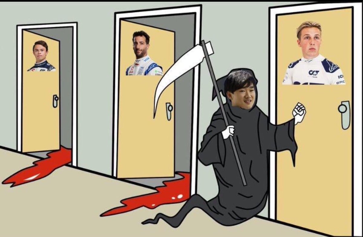 Takaile29's tweet photo. If I had a nickel for every time yuki tsunoda was used as a benchmark for his supposedly more experienced teammate and absolutely demolished them to point they lost thier seat mid season, I’d have 2 nickels. Liam Lawson step into the ring. https://t.co/klK3MfzbbO