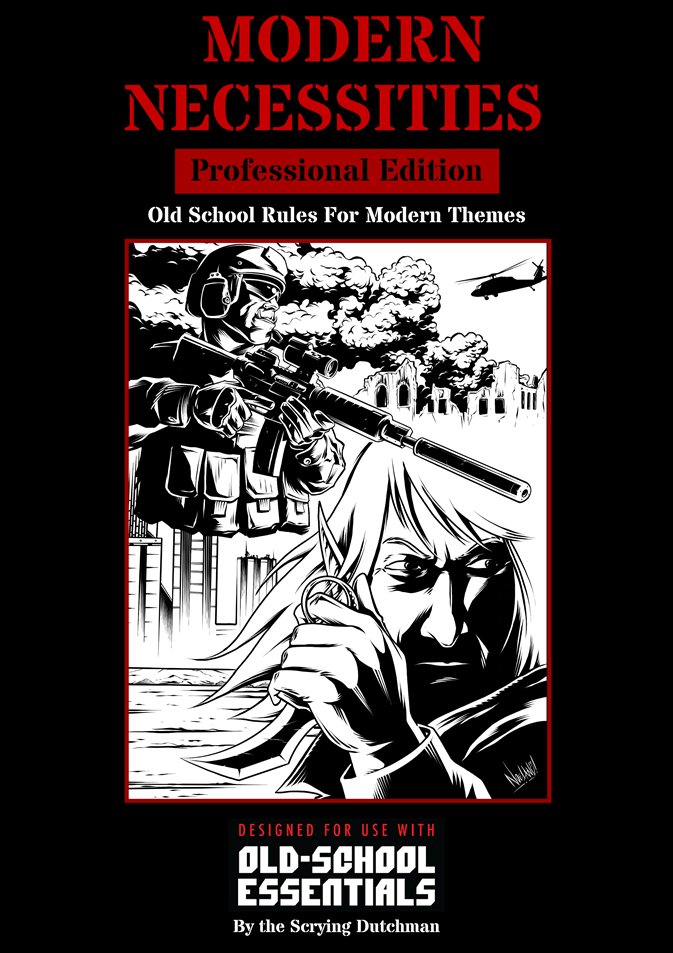 The pdf version of Modern Necessities: Professional Edition is now available for purchase on DriveThruRPG! 

Check the link in the replies.