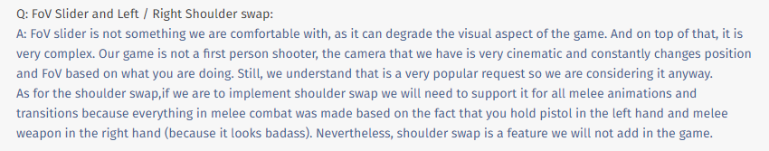 Clocktacular's tweet photo. @Focus_entmt Btw, I am aware of this statement but I have to tell you the visual aspect of my experience with the game did degrade significantly. The FOV Silder from the Photo Mode would fix this immediately. https://t.co/J1N73R4wye