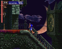 DarianBelmont's tweet photo. One of my favorite recurring moments in any Castlevania game is the iconic final staircase leading to Dracula’s throne room. You get a nice view of the castle below you that you conquered to get here, accompanied by an uninviting moon in the background. 
#Castlevania https://t.co/YkZozDTRON
