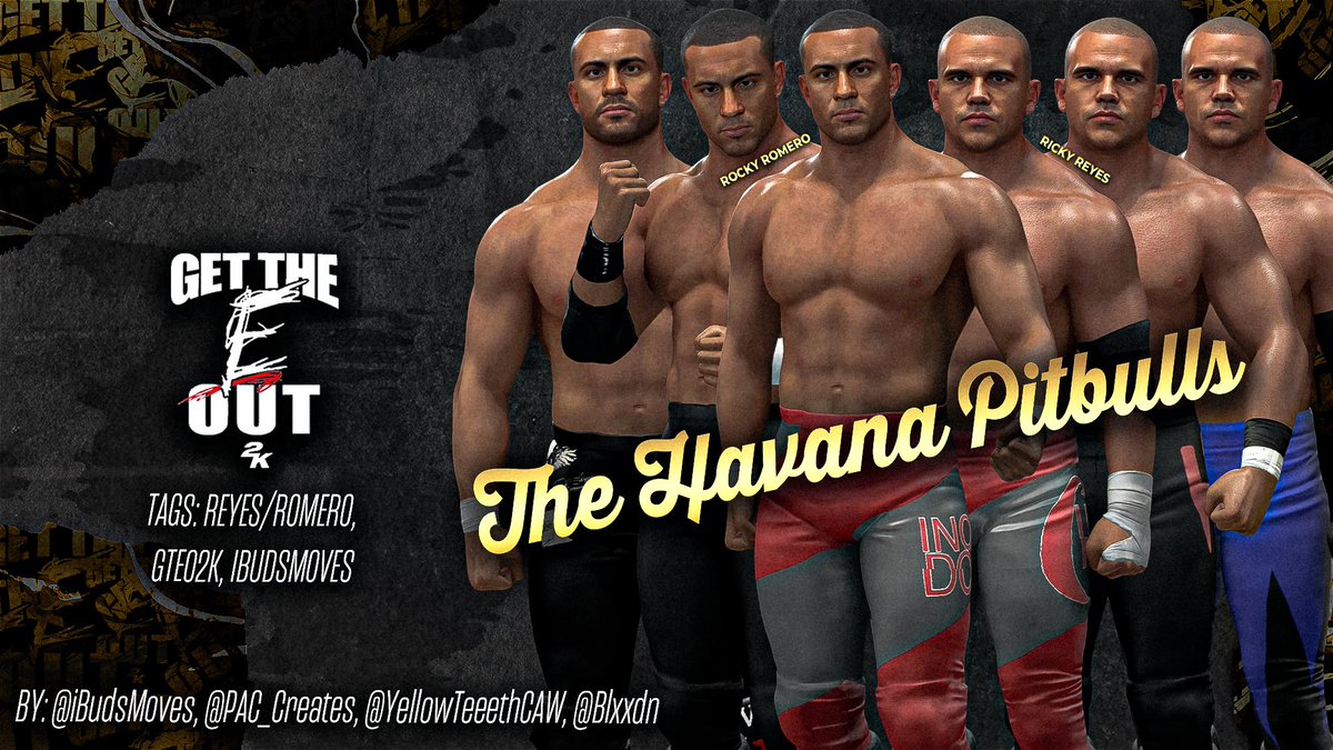 iBudsMoves's tweet image. The Havana Pitbulls (@azucarRoc &amp;amp; @RickyReyes01) Now Available On WWE2K24! 

Face Textures: @PAC_Creates 

Attires: @YellowTeeethCAW &amp;amp; @Blxxdn 

Graphic: @aaroncantmosh &amp;amp; @triptoneverIand 

Apart of the @GTEO2K project &amp;amp; HonorProject!

Enjoy!

#WWE #PWG #ROH