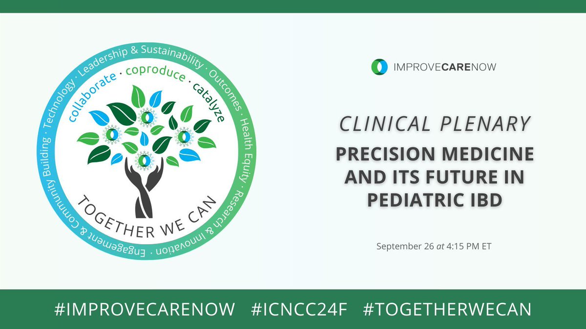 ImproveCareNow's tweet image. Do you have key takeaways from our Clinical Plenary (Precision Medicine and Its Future in Pediatric IBD) - reply &amp;amp; share 💚 💙 

#ImproveCareNow #CommunityConference #Clinical #Plenary #ICNCC24F #TogetherWeCan #Collaborate #Coproduce #Catalyze #PIBD #PrecisionMedicine