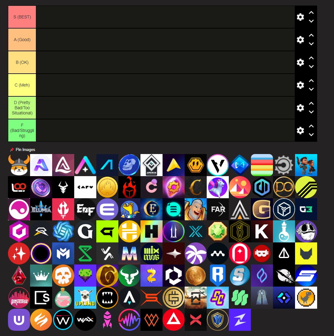 BULL TIME

Making a Crypto Gaming Tokens tier list,

Which tokens am I missing?