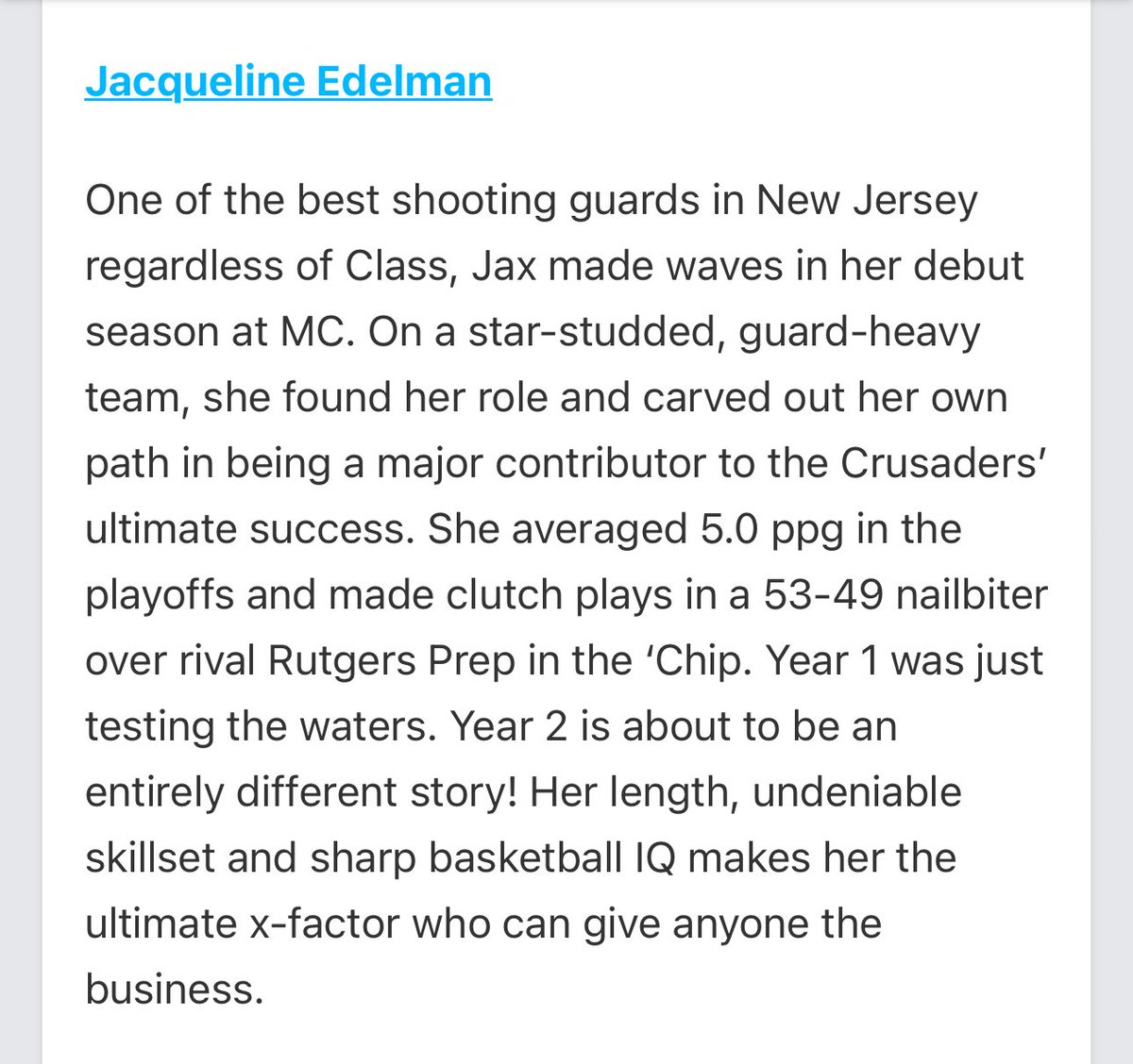 Jax Edelman (@jaxe2027) on Twitter photo Thank you for the write up Prep Girls Hoops! <a href="/MrRMadar/">Rahim Huland El</a> <a href="/mcgirlshoops/">Morris Catholic Girls Basketball</a> Thank you for the write up Prep Girls Hoops! <a href="/MrRMadar/">Rahim Huland El</a> <a href="/mcgirlshoops/">Morris Catholic Girls Basketball</a>