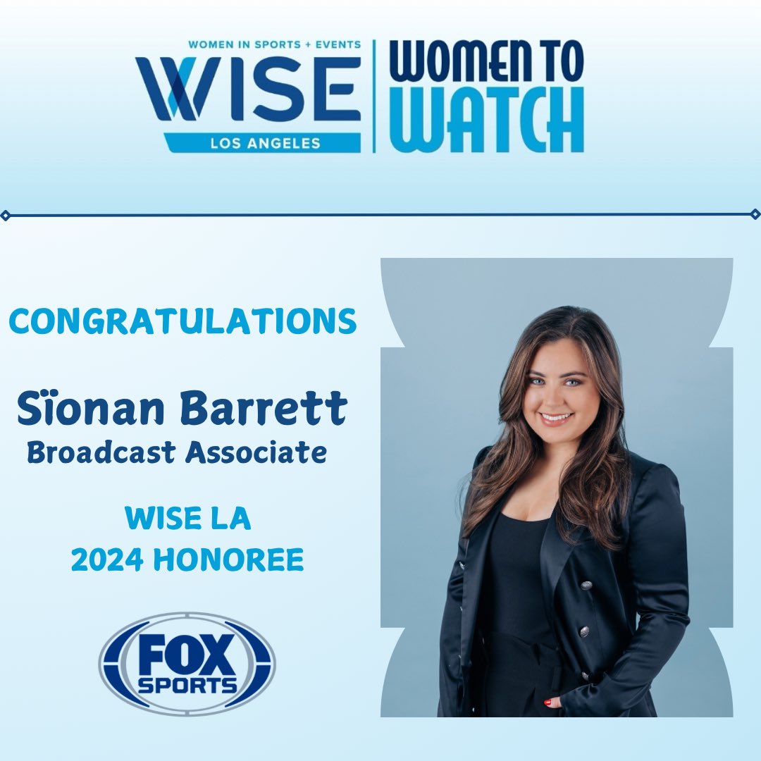 sheisfoxsports's tweet photo. Congratulations @Sionan_Barrett 🎉 2024 @WISELosAngeles #WomentoWatch Honoree https://t.co/Bo47yjqVyP