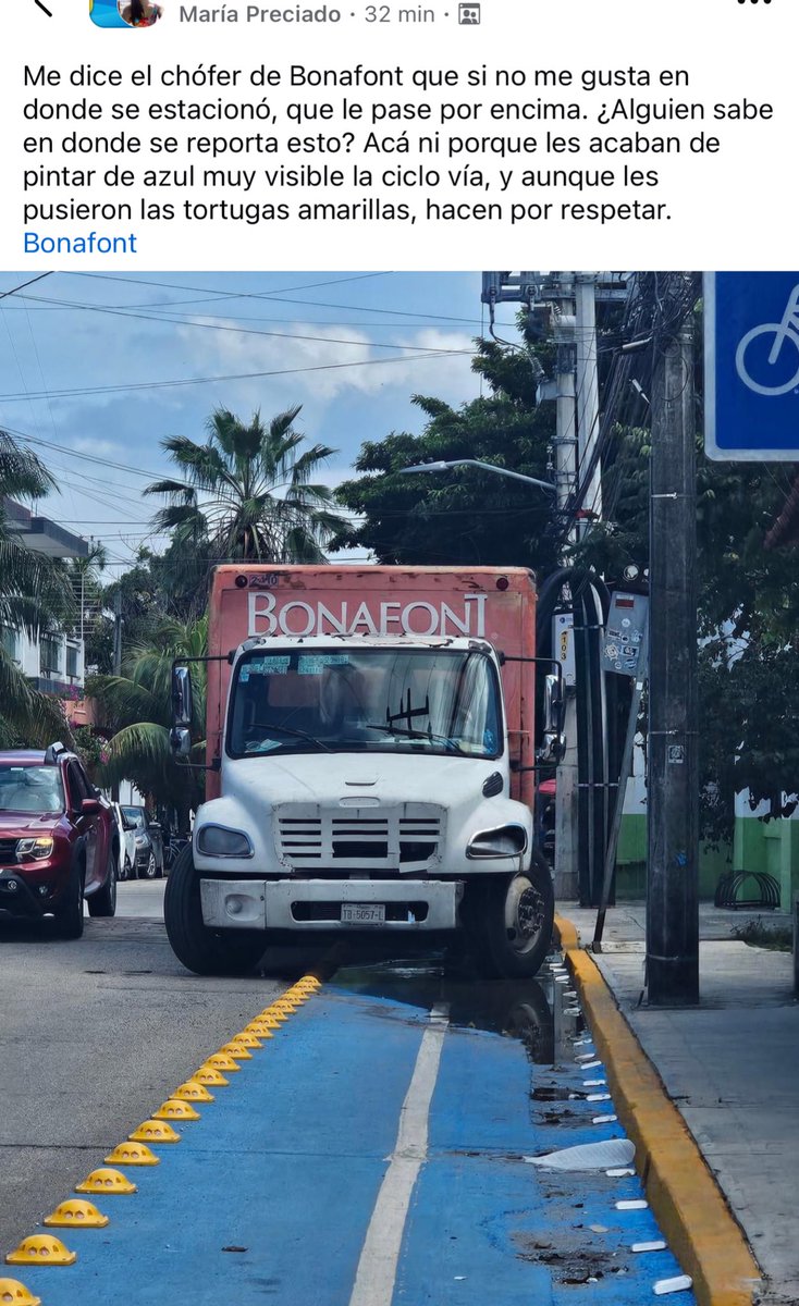 reportalos's tweet photo. @BonafontMexico  que paso con el personal que reparte agua, enséñenle a respetar las ciclovías, en playa del carmen, QRoo.  Numero de placa TB-5057-L https://t.co/16zhpneQgM