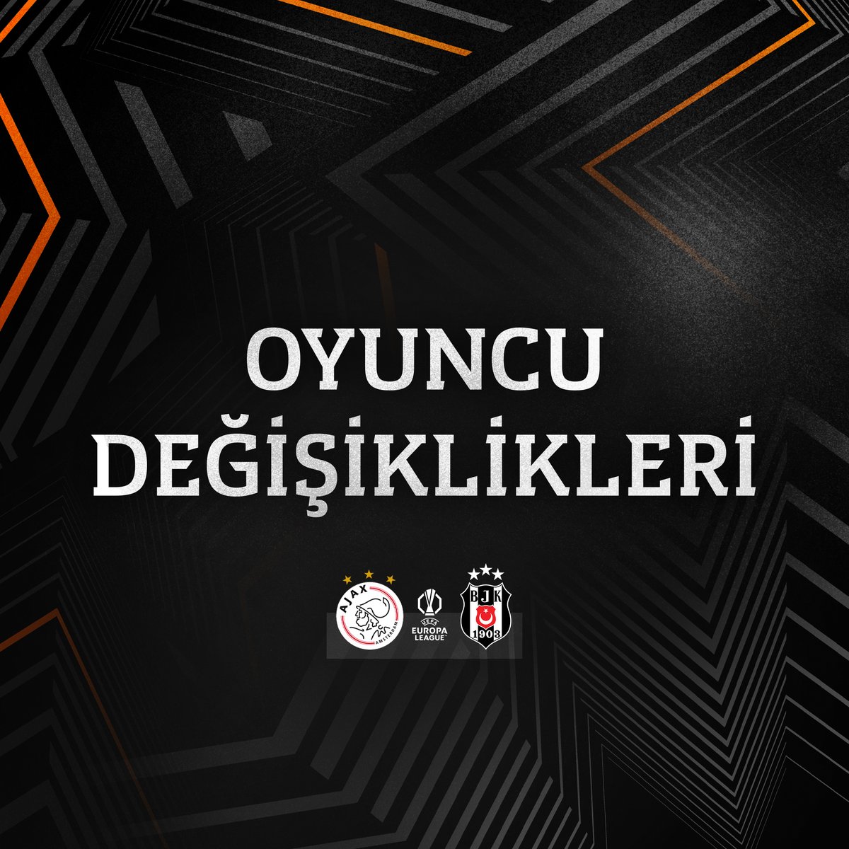 Besiktas's tweet photo. 64' - Oyuncu değişiklikleri

▶ Semih, Ndour
◀ Rafa Silva, Onana

#AJAvBJK | #UEL [3-0] https://t.co/LhU3azX06A