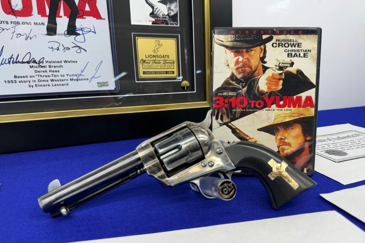 GunBroker's tweet photo. GunBroker proudly presents a rare opportunity to own the actual revolver used in the film 3:10 to Yuma, known as "The Hand of God," all to benefit the @GunOwners Of America.
๐ฅ Learn more here: https://t.co/9CfsMbUYUO
#GunBroker #GunsInMovies #GunsOfAmerica #310toYuma https://t.co/PDGjGiADd4