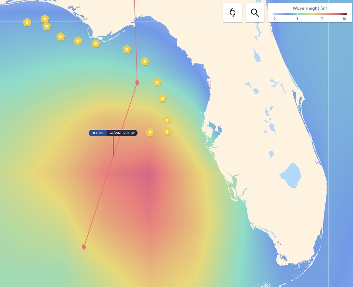 13 Sofar Spotter buoys were airdropped ahead of #HurricaneHelene to make real-time observations of the storm.
The buoys will measure the most extreme conditions generated by Helene later Thu. One buoy has already seen max wave heights of 45+ feet.
Updates: sofarocean.com/mx/atlantic-hu…