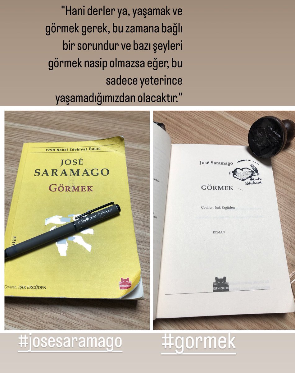 serkant_aykul's tweet photo. umut tuz gibidir , insanı doyurmaz ama ekmeğe tat verir #josesaramago #gormek #kitao #kutuphane #okumazamani https://t.co/4YdHHMJIt2