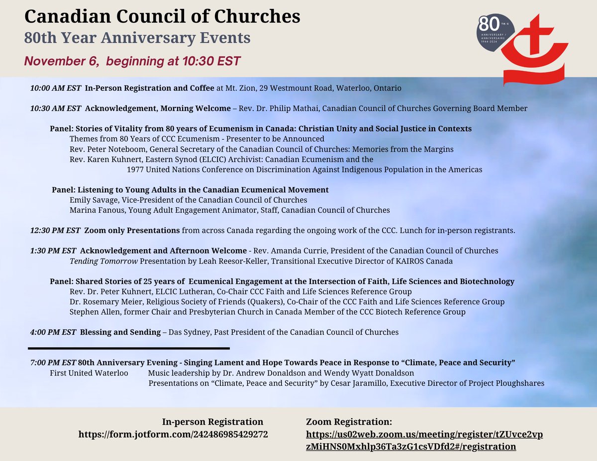 Delighted to join friends from <a href="/CCC_CCE/">Cdn Council Churches</a> and <a href="/kairoscanada/">KAIROS Canada</a> in this CCC Day of Learning on Wednesday Nov 6 in Waterloo and Online.