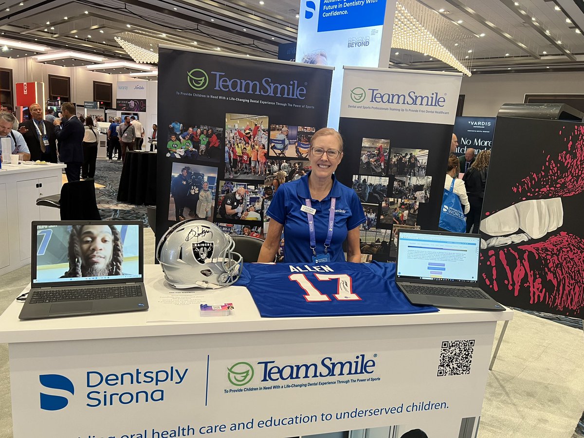 StanJGoff's tweet photo. Stop by the TeamSmile booth at DS World to see what great programs they have planned. Also learn about the fundraiser that includes a Josh Allen signed jersey and a Bo Jackson helmet. @DPR_Magazine @DentsplySirona https://t.co/DbgL8rKXcA