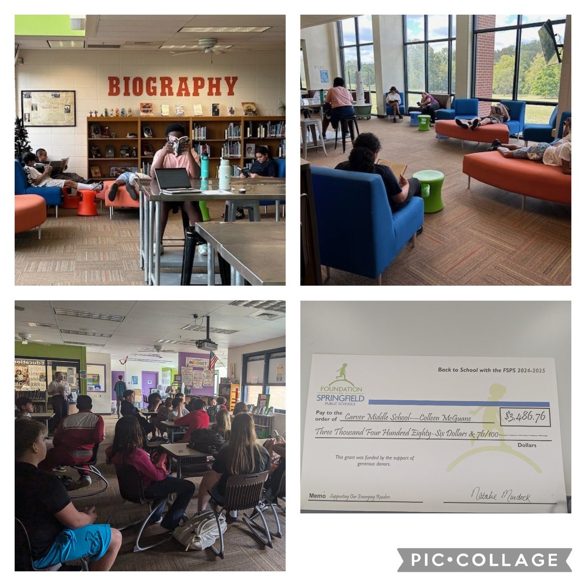 librarylover3's tweet image. @CarverMSCougars are off to a great start this year! 2359 books checked out! Thank you to @Foundation4SPS for awarding our library a grant, @MackinLibrary for a visit w/ @AlanGratz, and time to DEAR thanks to @officialSPS &amp;amp; @DrGrenitaLathan #SPSreadtosucceed