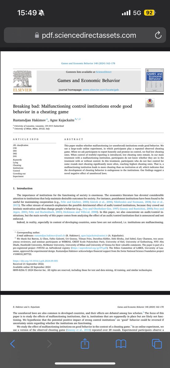 It took us 3 years to get this paper published! Science can be slow, but it is rewarding! Our paper is out now in “Games and Economic Behavior”!

authors.elsevier.com/a/1jqYP3CcBwhQ…