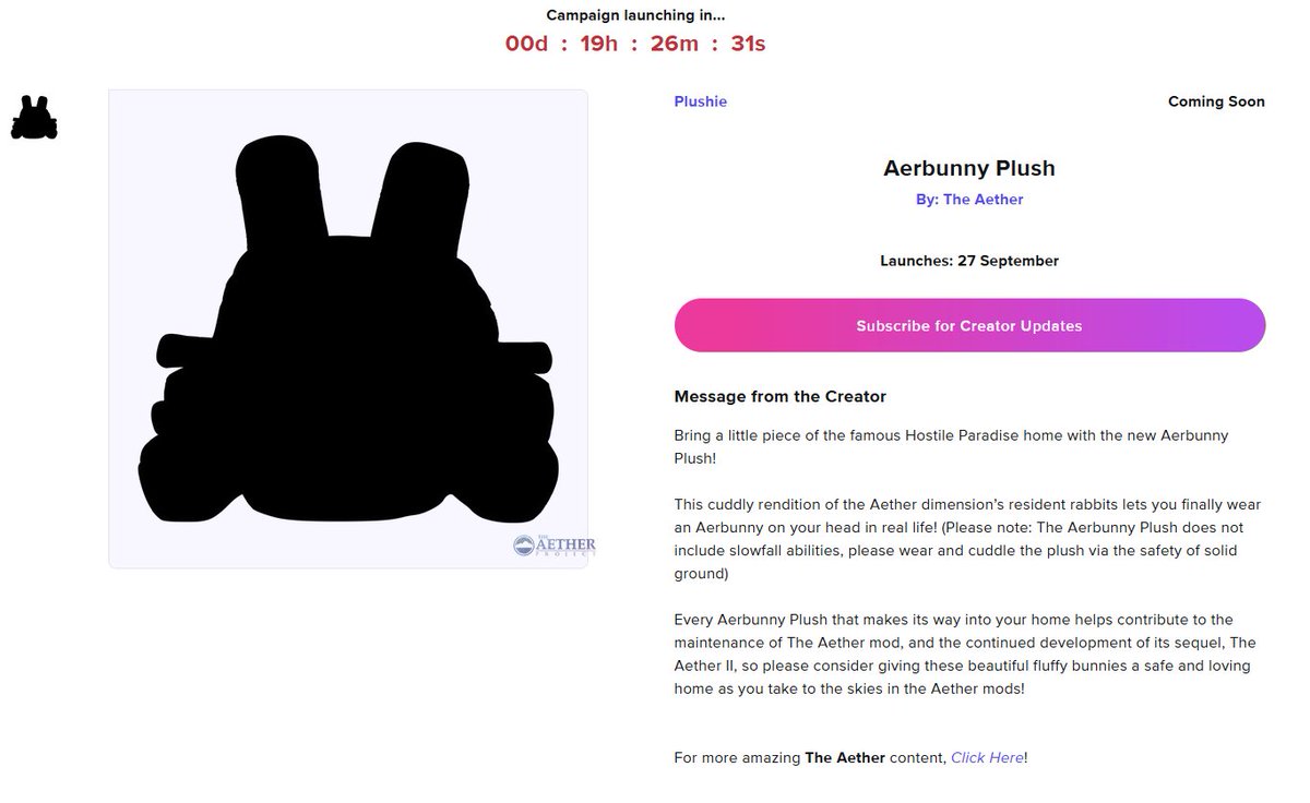 DevAether's tweet photo. In less than 24 hours our Aerbunny plush campaign goes live! https://t.co/EdLZl2oc6G