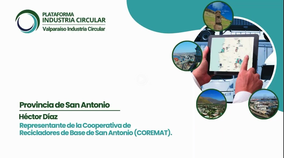 En la provincia de San Antonio, trabajamos con Héctor Díaz, representante de la Cooperativa de Recicladores de Base de San Antonio (COREMAT)
¡Conoce su experiencia! 📹youtube.com/watch?v=FmkXF3…

#economíacircular #ValparaísoIndustriaCircular #simbiosisindustrial #SanAntonio