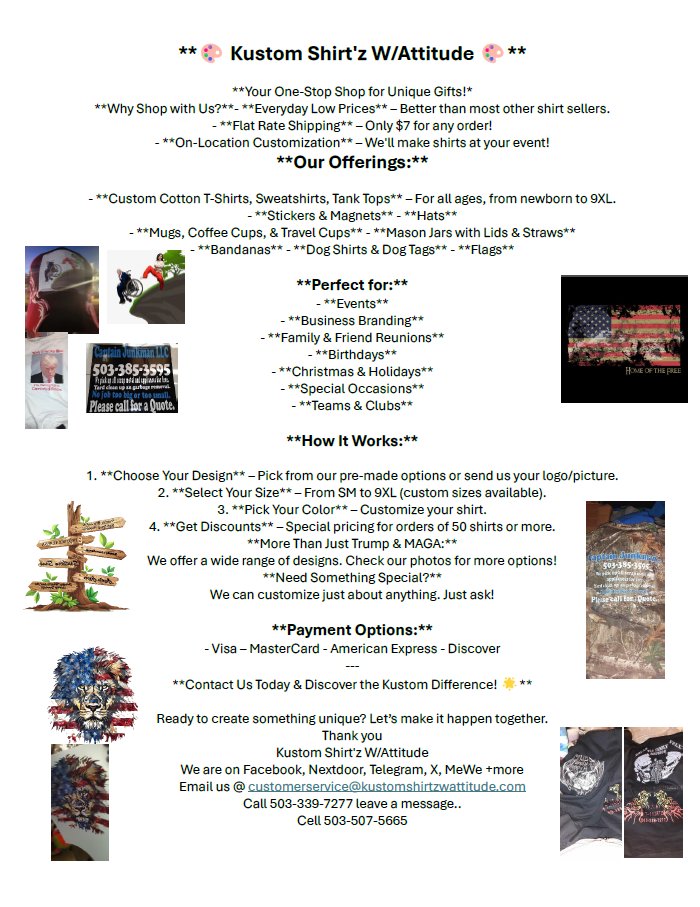 Kustomshirtz's tweet image. We make what you want with 100% customer service... It's your attitude and we print it on the shirt