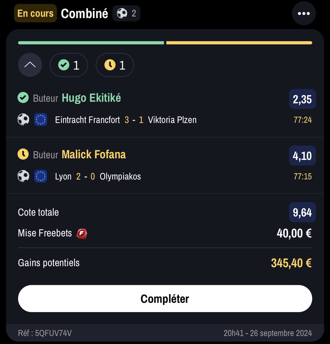 x_sam80z's tweet photo. Pourquoi mon ticket a changer ? C’était Cherki à 4.50 et quand je vais voir mon ticket quand Cherki marque c’est Fofana dessus ? @WinamaxSport @el_libro01 @QrsBetting HELPPP https://t.co/6VmghlSZTP