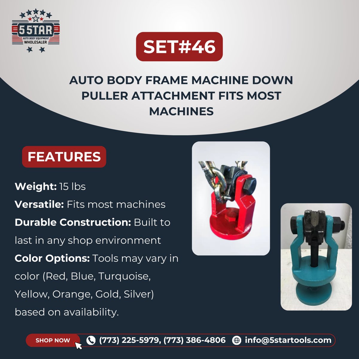5startools45062's tweet image. Upgrade your auto body frame machine with our lightweight down puller attachment! Fits most machines, built tough, and available in vibrant colors. 

Shop now:
📧 info@5startools.com | 📞 (773) 225-5979
#downpuller #framemachine #toolupgrade #shoptools #5startools