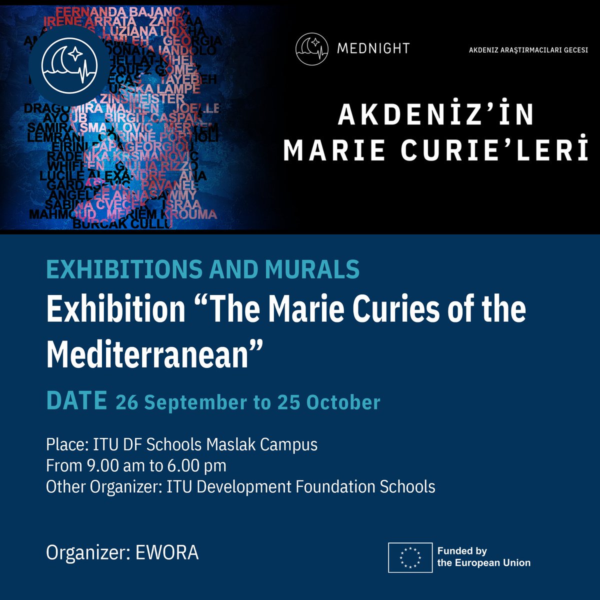 MednightEu's tweet photo. Mediterranean Researchers' Night is coming up, with lots of activities in Istanbul.
Don't miss it!
+Info: https://t.co/e7T4lPsjDZ
#mediterraneanscience #nightIstanbul #unitedbyscience #EuropeanResearchersNight
@WomenRectors https://t.co/jjhDgAjzGE