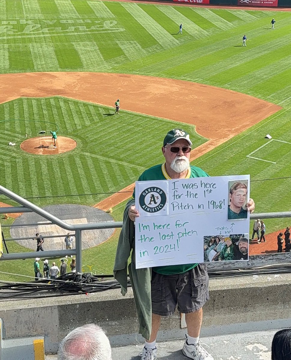 This Oakland A’s fan was in attendance for the first and last game in the Coliseum 🥹

(📸:  @sxr_704 )