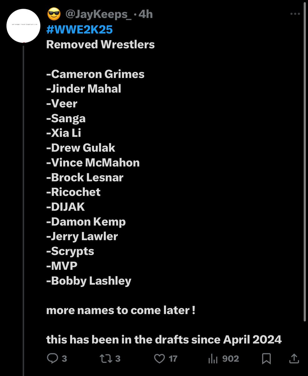 WWE2KDebunker's tweet photo. In other news. WWE 2K25 will feature match types! 💀🤡 https://t.co/XDtSwCdboR