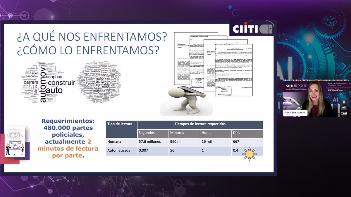 "Los gobiernos están tratando d ver las distintas estrategias y aquí nace la IA para resolver este tipo de problemas. Algo no menor es garantizar la protección d los datos. Trabajamos con individuos y se hace el esfuerzo para que tegan el resguardo necesario" #ciiti #cibercultura