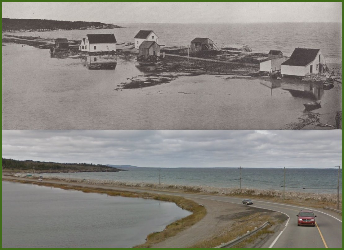 100 (and more) years apart!  (I tried to line it up)😬  #PortAuPort #TheGravels #AbbottAndHaliburton #nltraffic #nlwx #nlpoli
