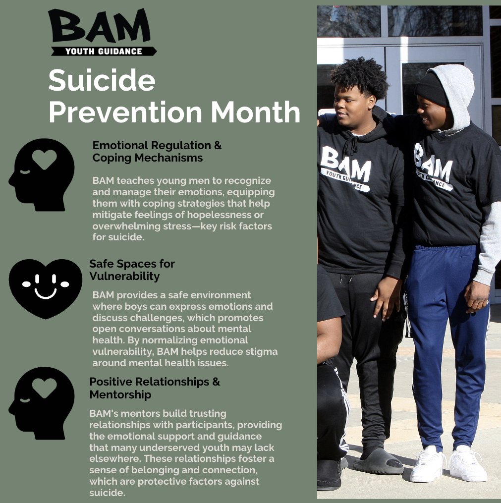 Through social-emotional learning (SEL) and trauma-informed practices, we empower youth with the tools and support they need to navigate life’s challenges.⁠
⁠

⁠
#SuicidePreventionMonth #BAM #WOW #MentalHealthMatters ⁠
⁠