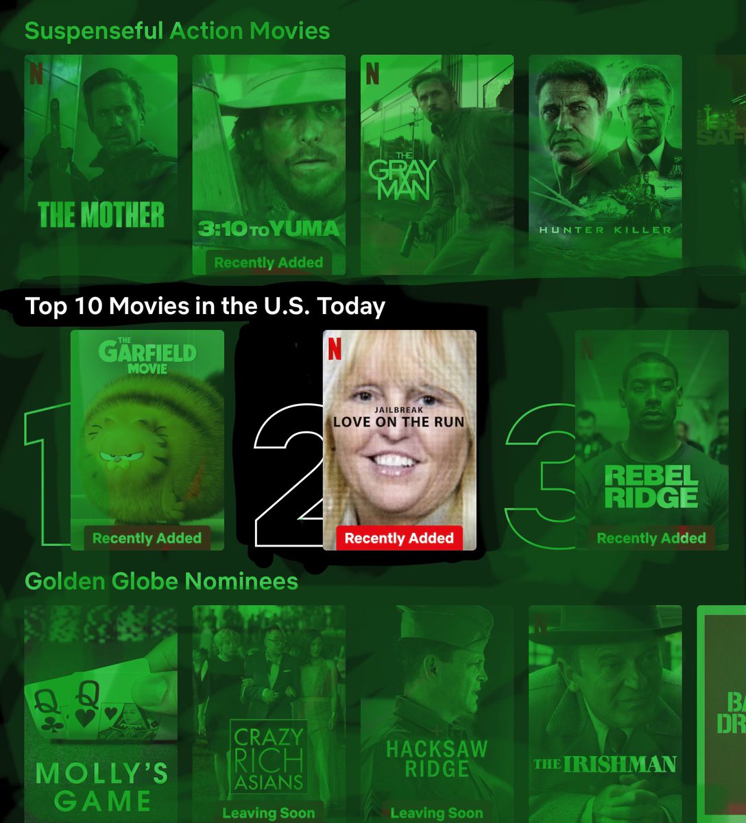 TheCutProds's tweet photo. In just 24 hours, Jailbreak: Love on the Run has reached number 2 on the Netflix charts! If you haven’t already seen America’s most criminal love story, check it out on @netflix https://t.co/ECwY25D4nQ
