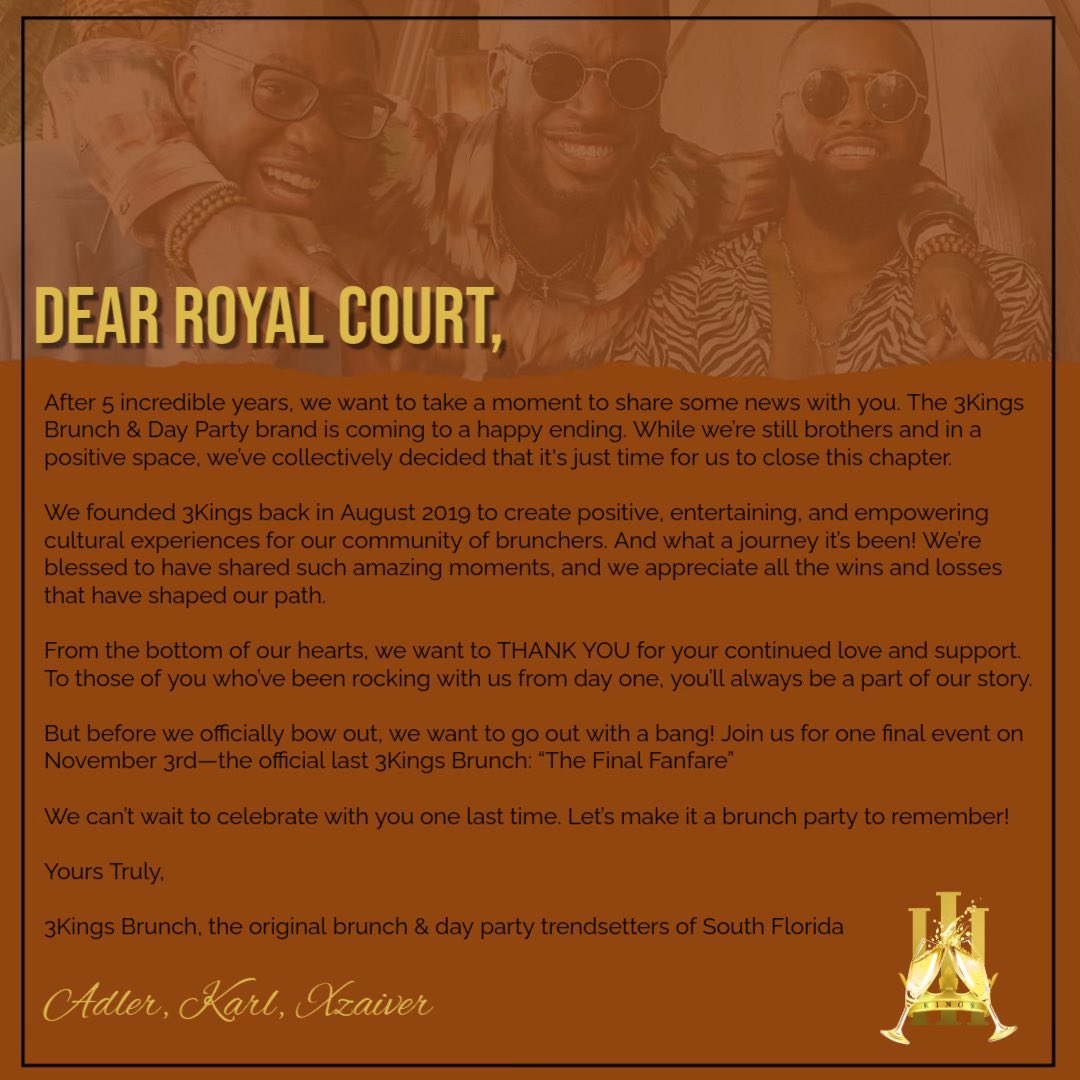 End of an Era! 🥂👑
•
•
Save The Date: Nov 3rd - The Final Fanfare 🎉🍾