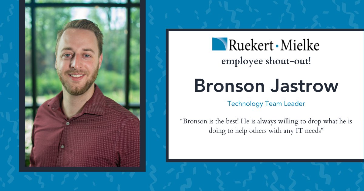 “Bronson is the best! He is always willing to drop what he is doing to help others with any IT needs”

Our employee-owners empower each other to thrive by anonymously recognizing each other's hard work and success. Great Job, Bronson!