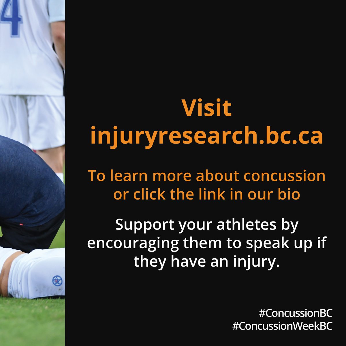 cattonline (@cattonline) on Twitter photo Athletes are often reluctant to report a concussion to stay in the game or to avoid disappointment. Support your athletes by encouraging them to speak up if they have an injury. Visit injuryresearch.bc.ca/injury-priorit…
#ConcussionBC #ConcussionWeekBC
<a href="/BCChildrensHosp/">BC Children's Hospital</a> <a href="/BCCHresearch/">BC Children's Hospital Research Institute</a> Athletes are often reluctant to report a concussion to stay in the game or to avoid disappointment. Support your athletes by encouraging them to speak up if they have an injury. Visit injuryresearch.bc.ca/injury-priorit…
#ConcussionBC #ConcussionWeekBC
<a href="/BCChildrensHosp/">BC Children's Hospital</a> <a href="/BCCHresearch/">BC Children's Hospital Research Institute</a>