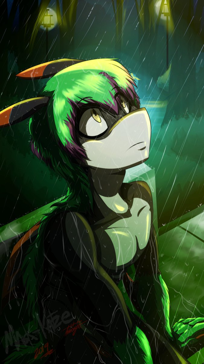 Though most people aren't fans of rain; I have always loved rain, thunder, and lightning. Good thing I'm a shark so getting wet is not an issue and walks in the rain are a joy.

FA Link: furaffinity.net/view/31482900/

Artist <a href="/MaskKatze/">Mask Katze</a> (Mask-Katze on FA)

#furry #YCH