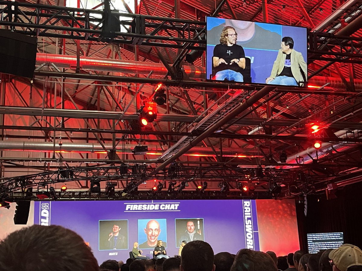 No one forced to use Ruby. You chose to use Ruby. But we are forced to use JavaScript. by <a href="/dhh/">DHH</a> 😂😂 #RailsWorld