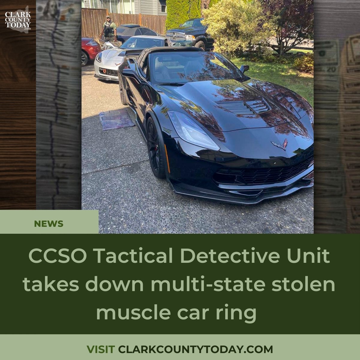 NewsFromCCT's tweet image. CCSO Tactical Detective Unit arrests five in a multi-state stolen muscle car ring, recovering stolen vehicles and firearms. Read more at clarkcountytoday.com/news/ccso-tact… #localnews #stolenvehicles #musclecars