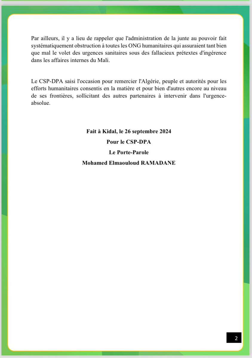 apmazawad's tweet photo. 🚨 Alerte du CSP-DPA sur la situation sanitaire en Azawad ! La pénurie de ressources médicales et l'augmentation des maladies mettent des vies en danger. Appel à la communauté internationale : agissons pour fournir une aide urgente et garantir l'accès aux soins. #Azawad #Santé https://t.co/I6tHR8ttqG