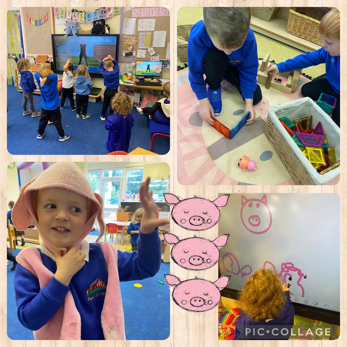 We have been reading the story the Three Little Pigs this week. The children have been super busy in our provision acting out the story, building homes, brick printing, washing muddy pigs and have enjoyed doing yoga based on the story. 🐷💕 <a href="/SychdynSchool/">Ysgol Sychdyn</a>